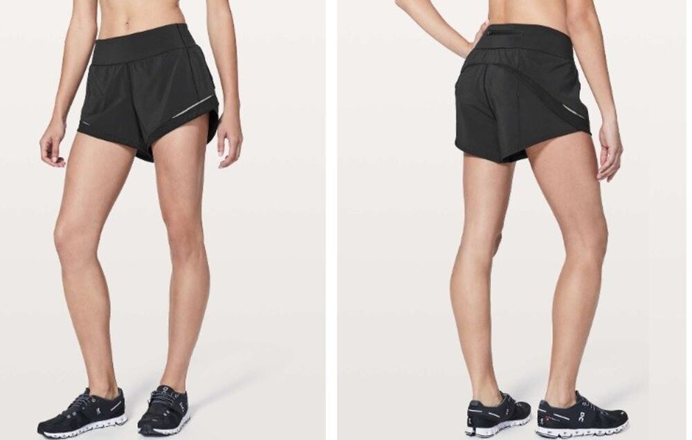 Lululemon Sz 4 Gait Keeper Short 3.5" Inseam Lined Black Reflective